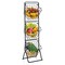 3-Tier Black Fruit Basket Stand with Adjustable Heights and Removable Fruit Bowls